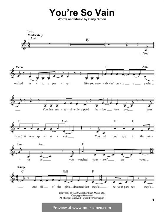 You're So Vain: Мелодия by Carly Simon