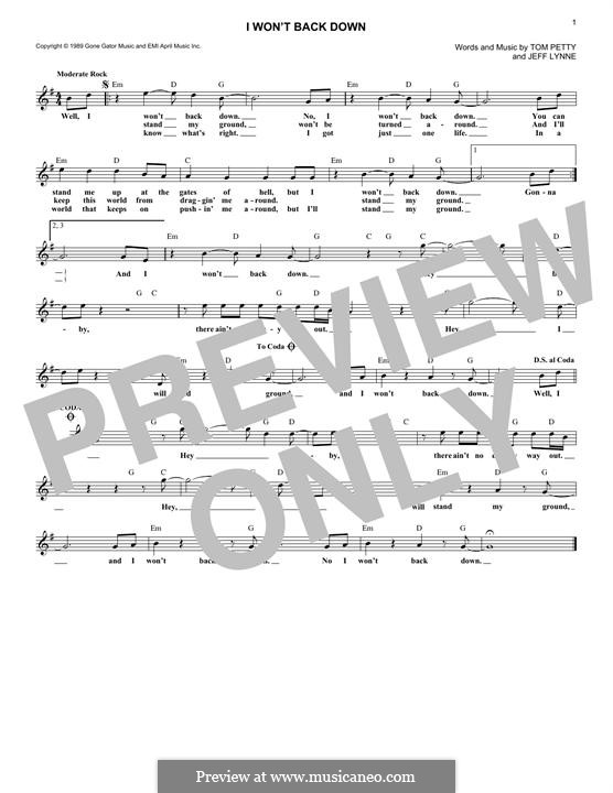 I Won't Back Down: Мелодия by Jeff Lynne