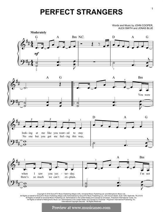 Perfect Strangers (feat. JP Cooper): Для фортепиано by Alex Smith, John Cooper, Guy Robin