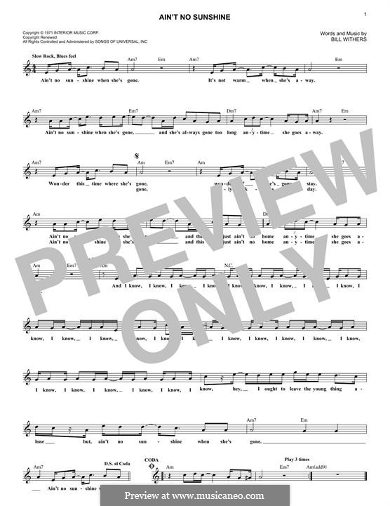 Ain't No Sunshine: Мелодия by Bill Withers