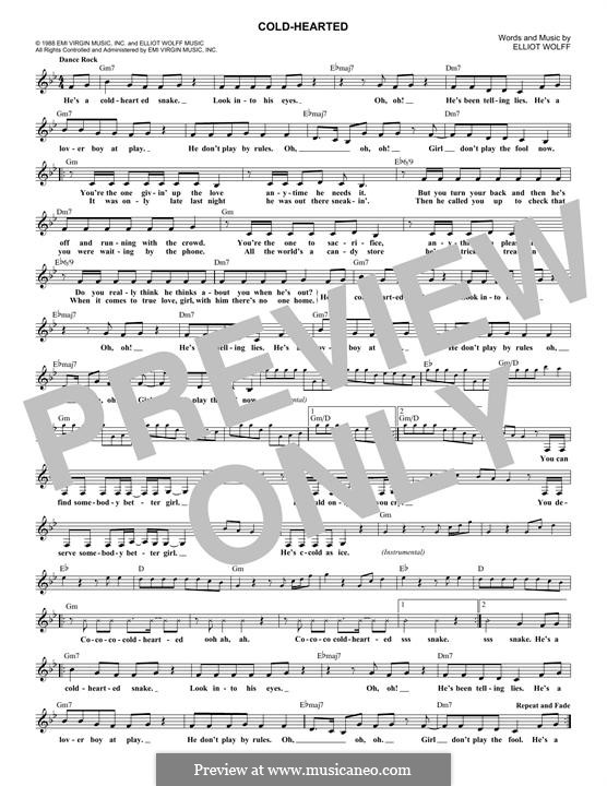 Cold-Hearted (Paula Abdul): Мелодия by Elliot Wolff
