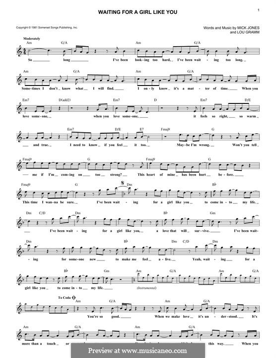 L. Gramm, M. Jones Waiting for a Girl Like You (Foreigner) на MusicaNeo