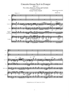 Six Concerti Grossi for Winds, Strings and Cembalo, Op.3: Concerto Grosso No.6 in D Major, HWV 317 by Георг Фридрих Гендель