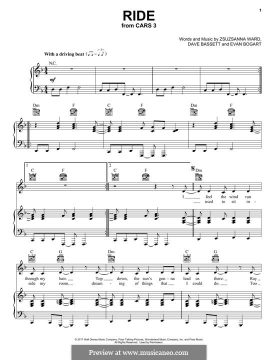 Ride (ZZ Ward feat. Gary Clark Jr.): Для голоса и фортепиано (или гитары) by Dave Bassett, Evan Kidd Bogart, Zsuzanna Ward