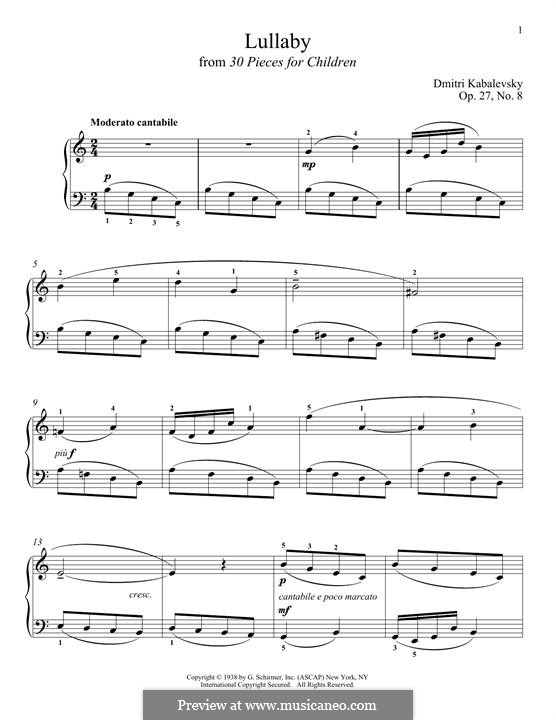 Lullaby: Для фортепиано by Дмитрий Кабалевский