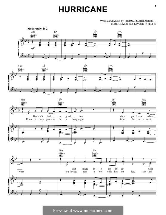 Hurricane: Для голоса и фортепиано (или гитары) by Luke Combs, Taylor Phillips, Thomas Marc Archer