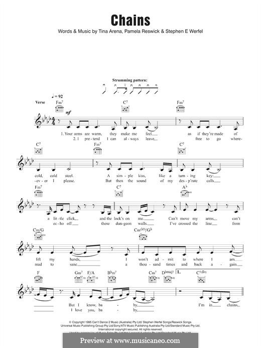 Chains (Tina Arena): Мелодия by Pamela Reswick, Steve Werfel