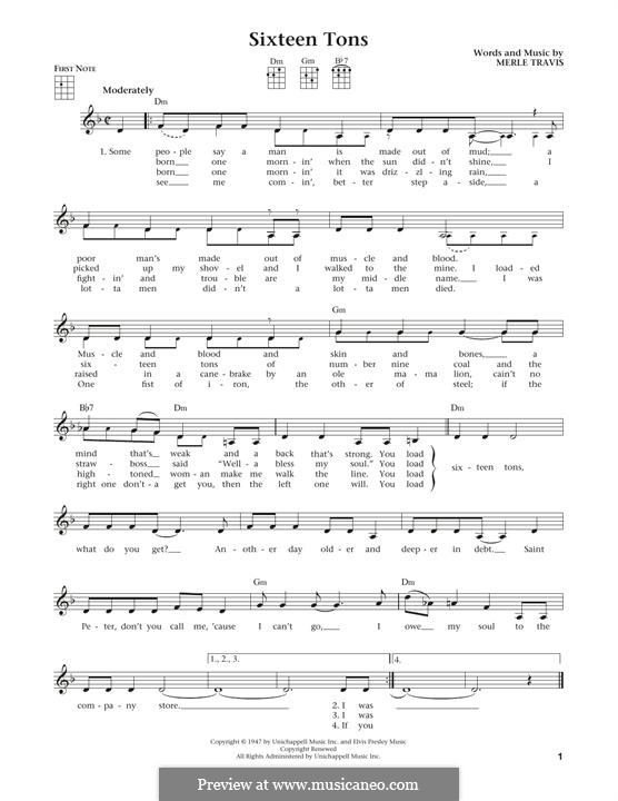 Sixteen Tons (Tennessee Ernie Ford): Для укулеле by Merle Travis