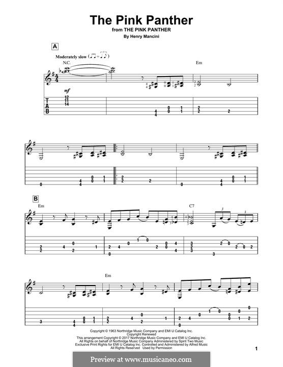 Instrumental version: Гитарная табулатура by Henry Mancini