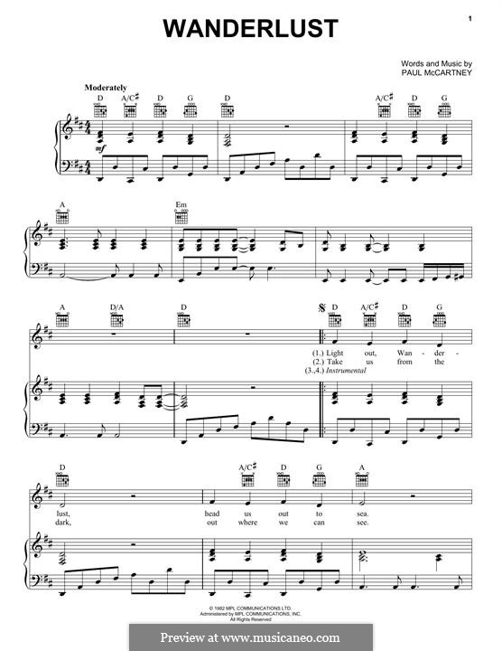 Wanderlust: Для голоса и фортепиано (или гитары) by Paul McCartney
