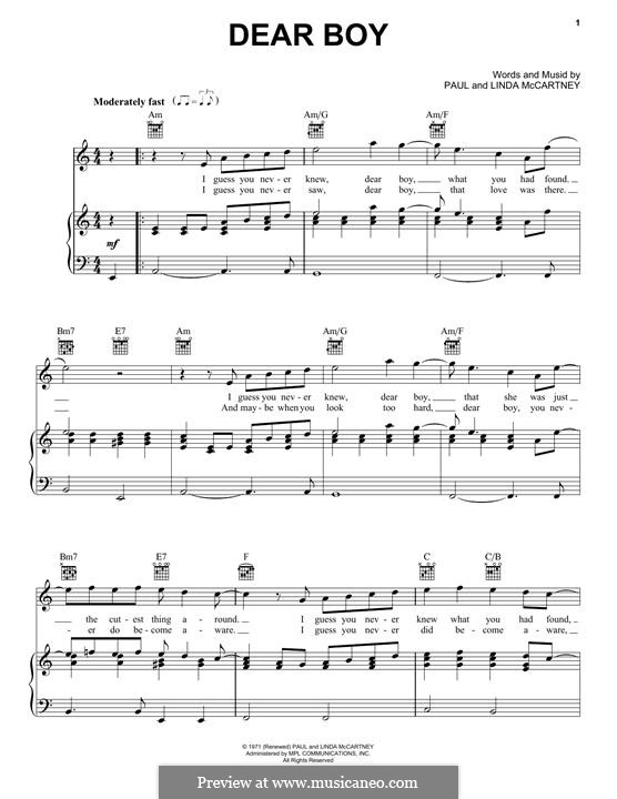 Dear Boy: Для голоса и фортепиано (или гитары) by Linda McCartney, Paul McCartney