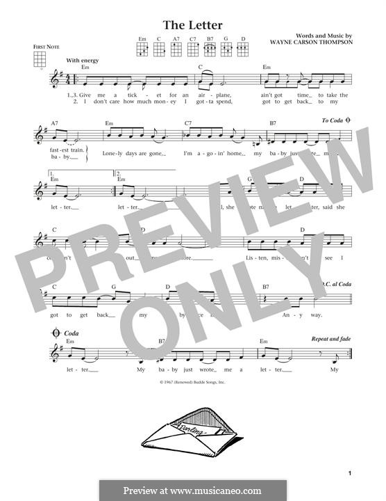 The Letter (The Box Tops): Для укулеле by Wayne Carson Thompson