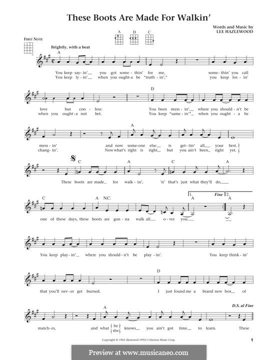 L. Hazlewood These Boots Are Made for Walking (Nancy Sinatra) на MusicaNeo