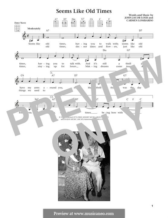 Seems Like Old Times: Для укулеле by Guy Lombardo