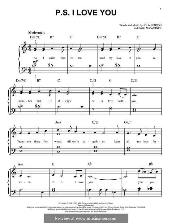 J Lennon P Mccartney P S I Love You The Beatles Noty Na Musicaneo J Lennon P Mccartney P S I Love You The Beatles Noty Na Musicaneo