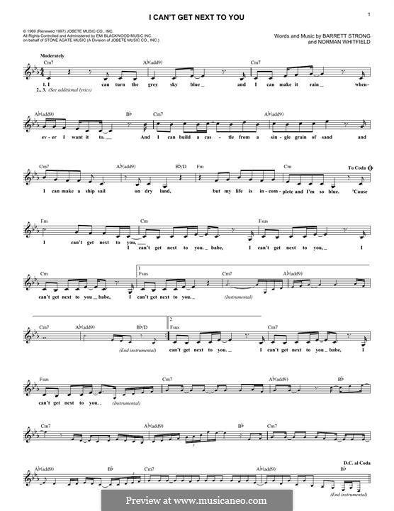 I Can't Get Next to You (The Temptations): Мелодия by Barrett Strong, Norman J. Whitfield