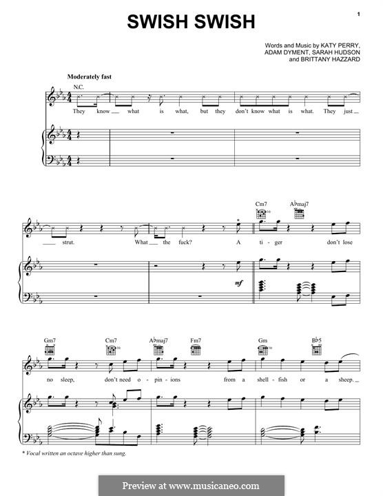 Swish Swish (feat. Nicki Minaj): Для голоса и фортепиано (или гитары) by Katy Perry, Adam Dyment, Sarah Hudson, Brittany Hazzard