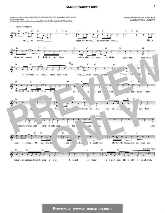 Magic Carpet Ride (Steppenwolf): Мелодия by John Kay, Rushton Moreve