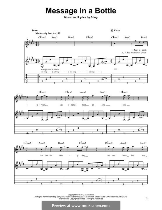 Message in a Bottle (The Police): Гитарная табулатура by Sting