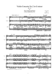 Концерт для двух скрипок, виолончели и струнных No.2 соль минор, RV 578: Version for two violins and piano by Антонио Вивальди