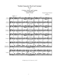 Concerto for Violin and Strings No.4 in E Minor, RV 550: Score, parts by Антонио Вивальди