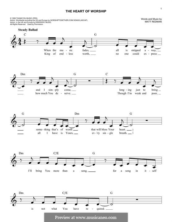 The Heart Of Worship (When The Music Fades): Мелодия by Matt Redman