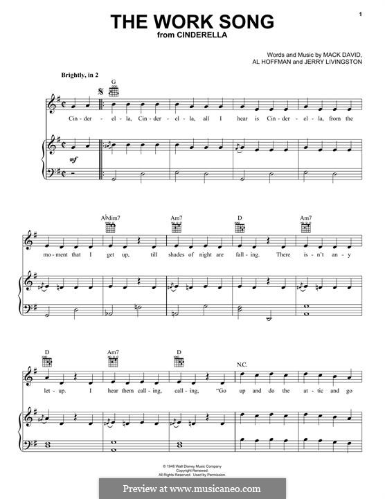 The Work Song (Mack David): Для голоса и фортепиано (или гитары) by Al Hoffman, Jerry Livingston