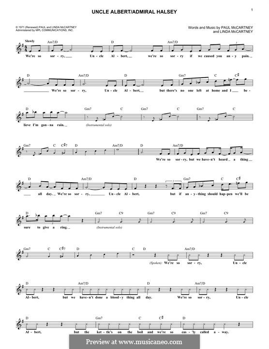 Uncle Albert/Admiral Halsey: Мелодия by Linda McCartney, Paul McCartney