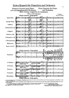 Концерт для фортепиано с оркестром No.1, S.124: Партитура by Франц Лист