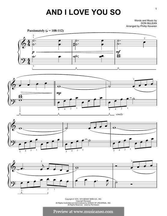 And I Love You So: Для фортепиано by Don McLean