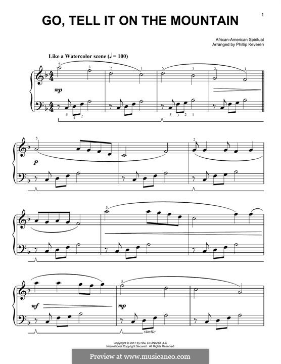 Go, Tell it on the Mountain (Printable Scores): For piano (classical version) by folklore