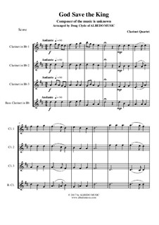 Боже, храни Короля: For clarinet quartet by folklore