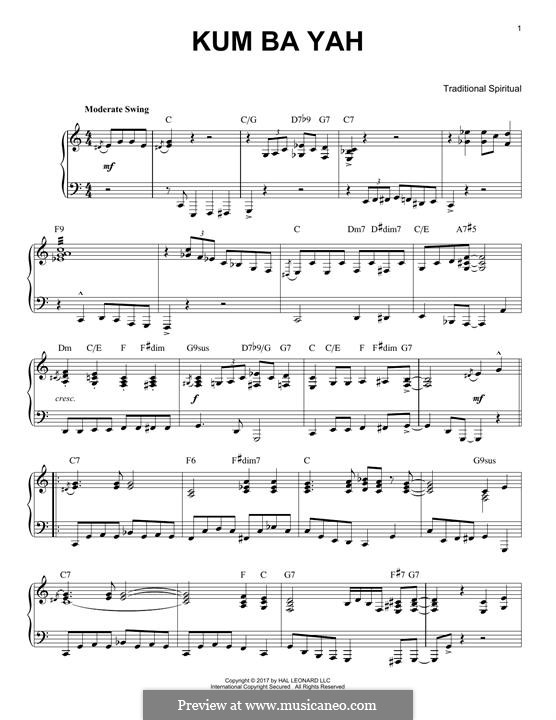 Kumbaya (Kum Ba Yah): Для фортепиано by folklore