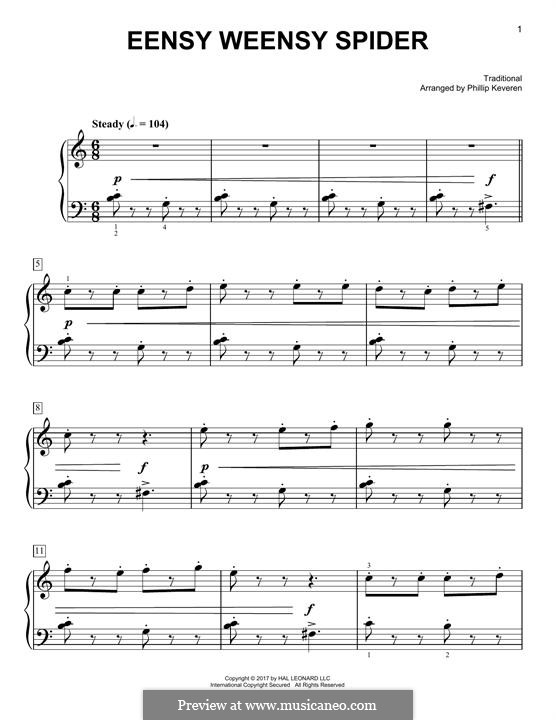 Eensy Weensy Spider: For piano (classical version) by folklore