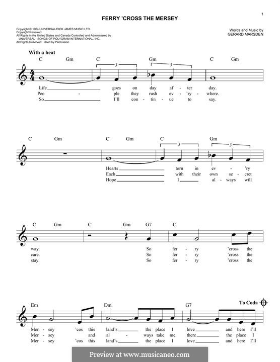 Ferry 'Cross the Mersey (Gerry and The Pacemakers): Мелодия by Gerard Marsden