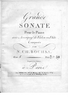 Большая соната для фортепиано и скрипки (или флейты), Op.5: Партитура для двух исполнителей by Роберт Никола Шарль Бокса