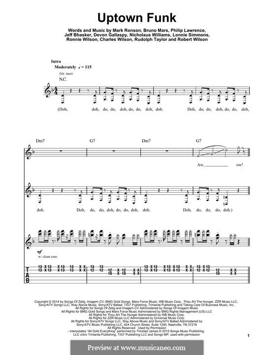 Instrumental version: Гитарная табулатура by Jeff Bhasker, Bruno Mars, Philip Lawrence, Devon Gallaspy, Nicholaus Williams