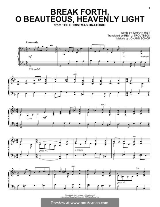 Break Forth, o Beauteous, Heavenly Light: Для фортепиано by Иоганн Шоп