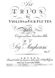 Шесть трио для скрипок (или флейт) и бассо континуо: Партия первой скрипки или первой флейты by Джузеппе Мария Магерини