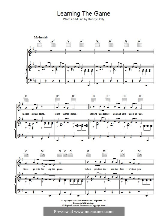 Learning the Game: Для голоса и фортепиано (или гитары) by Buddy Holly
