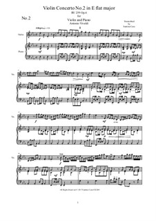 Шесть концертов для струнных, Op.6: Concerto No.2 in E Flat Major. Version for violin and piano by Антонио Вивальди
