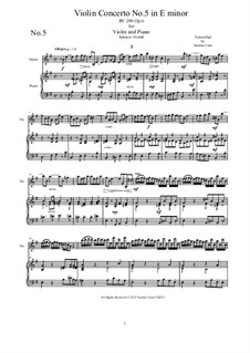 Шесть концертов для струнных, Op.6: Concerto No.5 in E Minor. Version for violin and piano by Антонио Вивальди