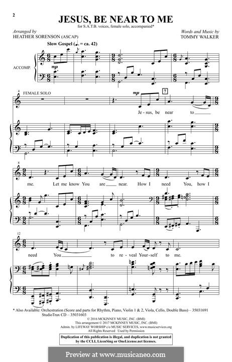 Jesus, Be Near to Me: Для смешанного хора by Tommy Walker