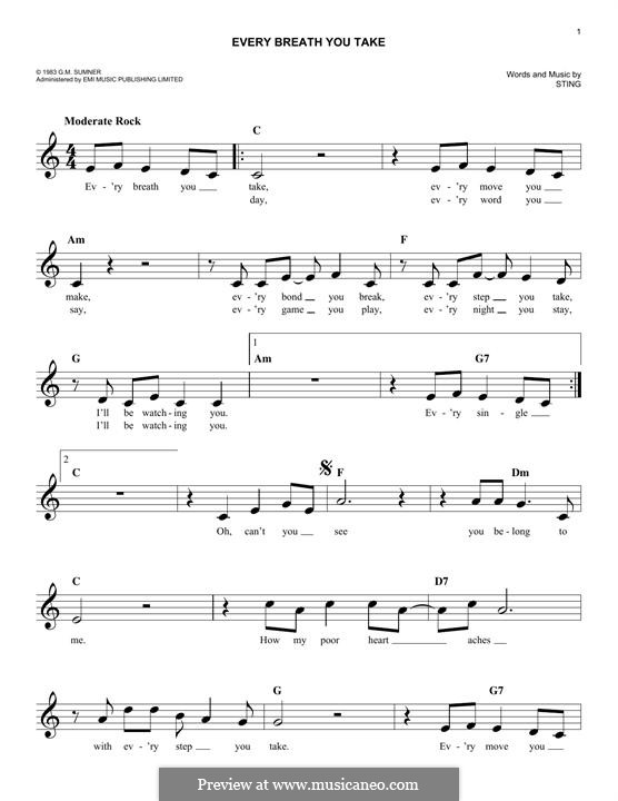 Sting every breath. Sting every breath ноты. Sting every breath you take ноты. The police every breath you take ноты. Every breath you take ноты.