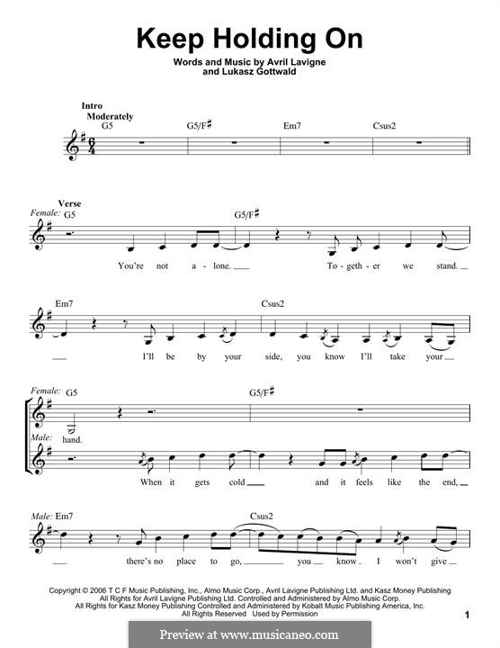 Keep Holding On: Текст, аккорды by Avril Lavigne, Lukas Gottwald