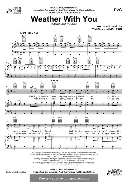 Weather with You (Crowded House): Для голоса и фортепиано (или гитары) by Neil Finn, Tim Finn