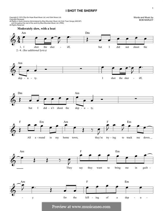 I Shot the Sheriff: Мелодия by Bob Marley