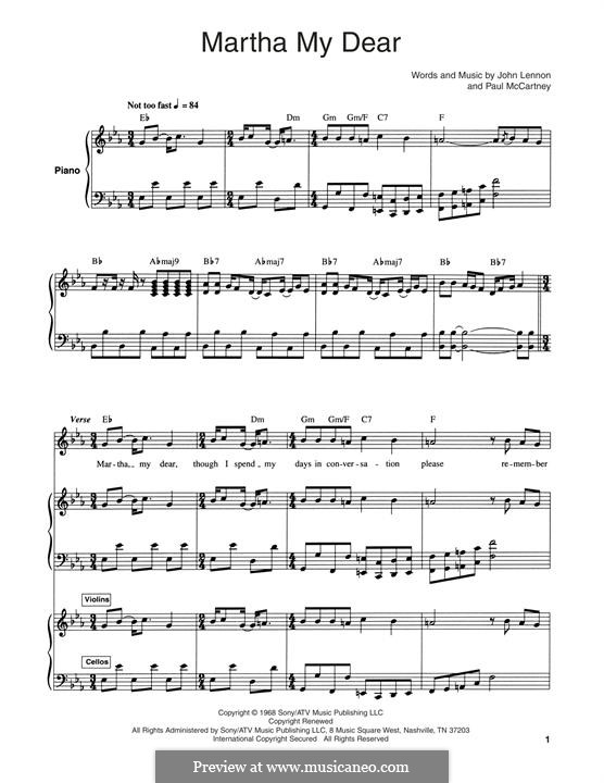 Martha My Dear (The Beatles): Для голоса и фортепиано (или гитары) by John Lennon, Paul McCartney