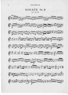 Церковная соната для двух скрипок, органа и бассо континуо No.13 соль мажор, K.274 (271d): Скрипка II by Вольфганг Амадей Моцарт