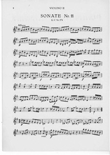 Церковная соната для двух скрипок, органа и бассо континуо No.13 соль мажор, K.274 (271d): Скрипка II by Вольфганг Амадей Моцарт